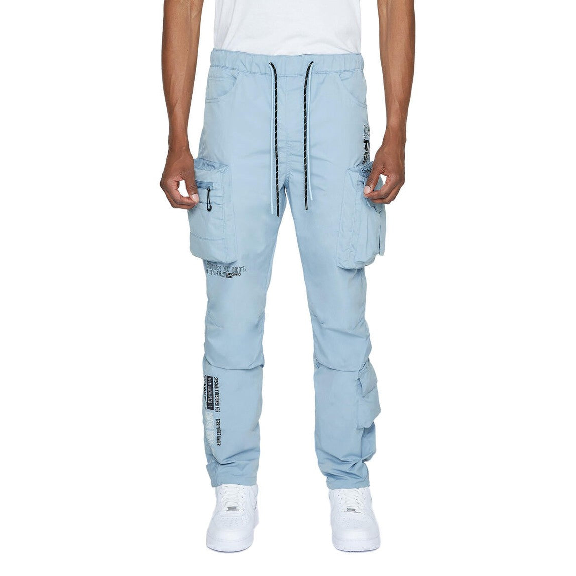 SMOKE RISE NYLON CARGO JOGGERS-P.BLUE by Smoke Rise