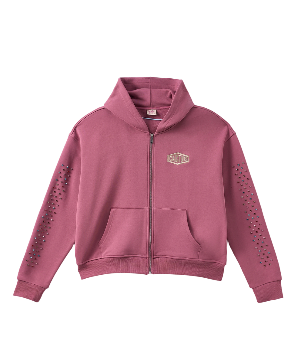 CACTUS VALLEY CRYSTAL CACTUS ZIPUP HOODIE by AZVA