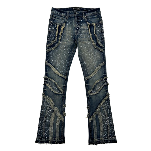 PATCH FLARE FIT STUDDED JEANS by Black Light