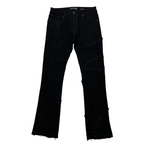 PATCHWORK RHINESTONE FLARE FIT JEANS by Citywide Fashions