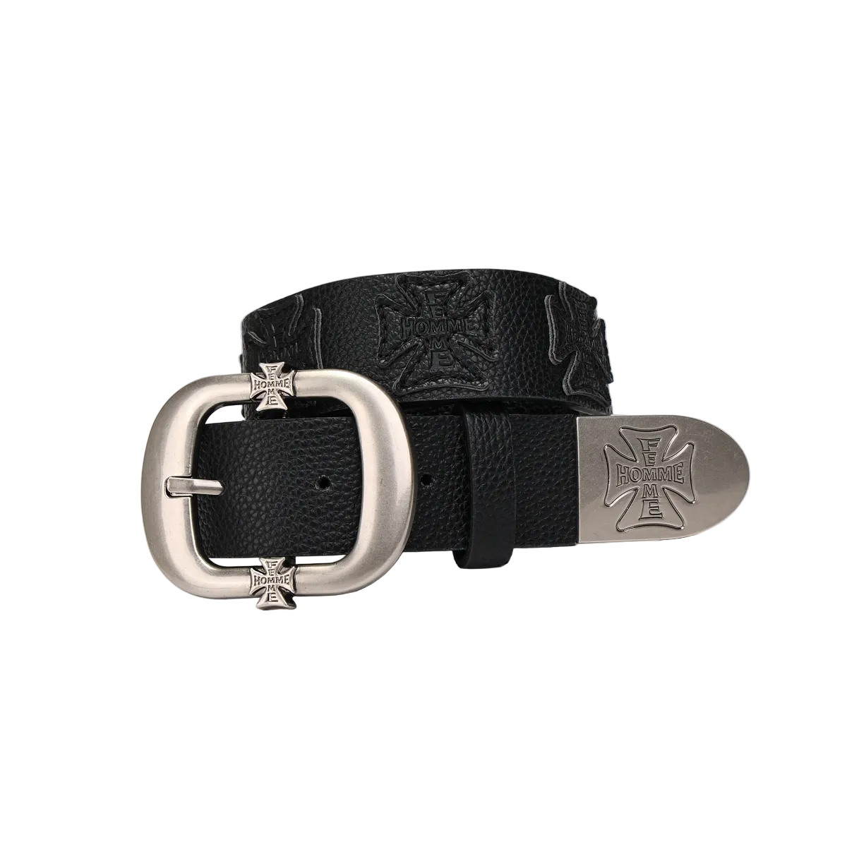 HOMME FEMME IRON CREST CROSS PATCH BELT by HOMME FEMME