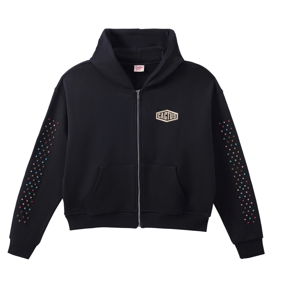 CACTUS VALLEY CRYSTAL CACTUS ZIPUP HOODIE by AZVA