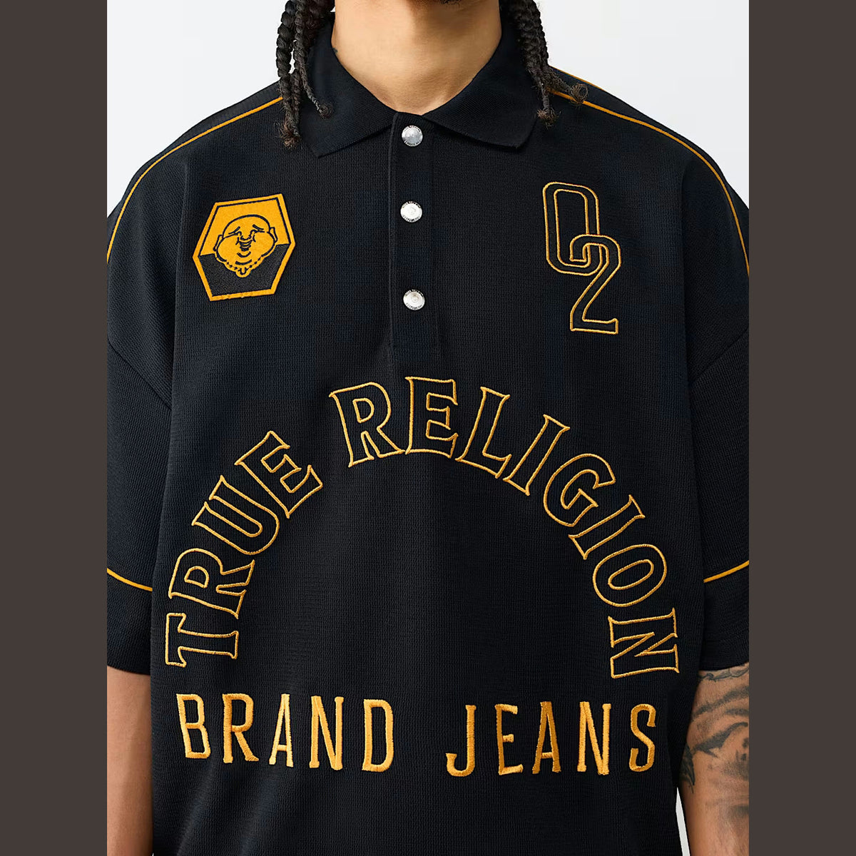 TRUE RELIGION MULTI LOGO OVERSIZED POLO by True Religion