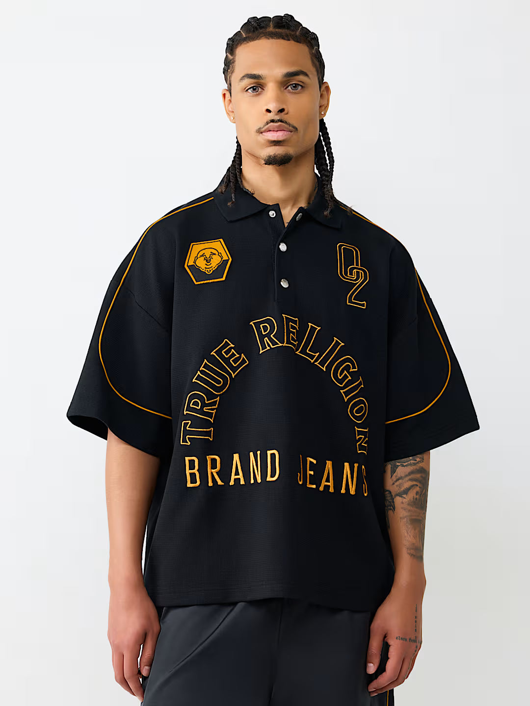 TRUE RELIGION MULTI LOGO OVERSIZED POLO by True Religion