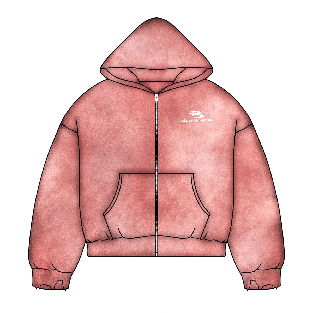 LUV ABOMINABLE WASHED ZIP HOODY by LUV ABOMINABLE