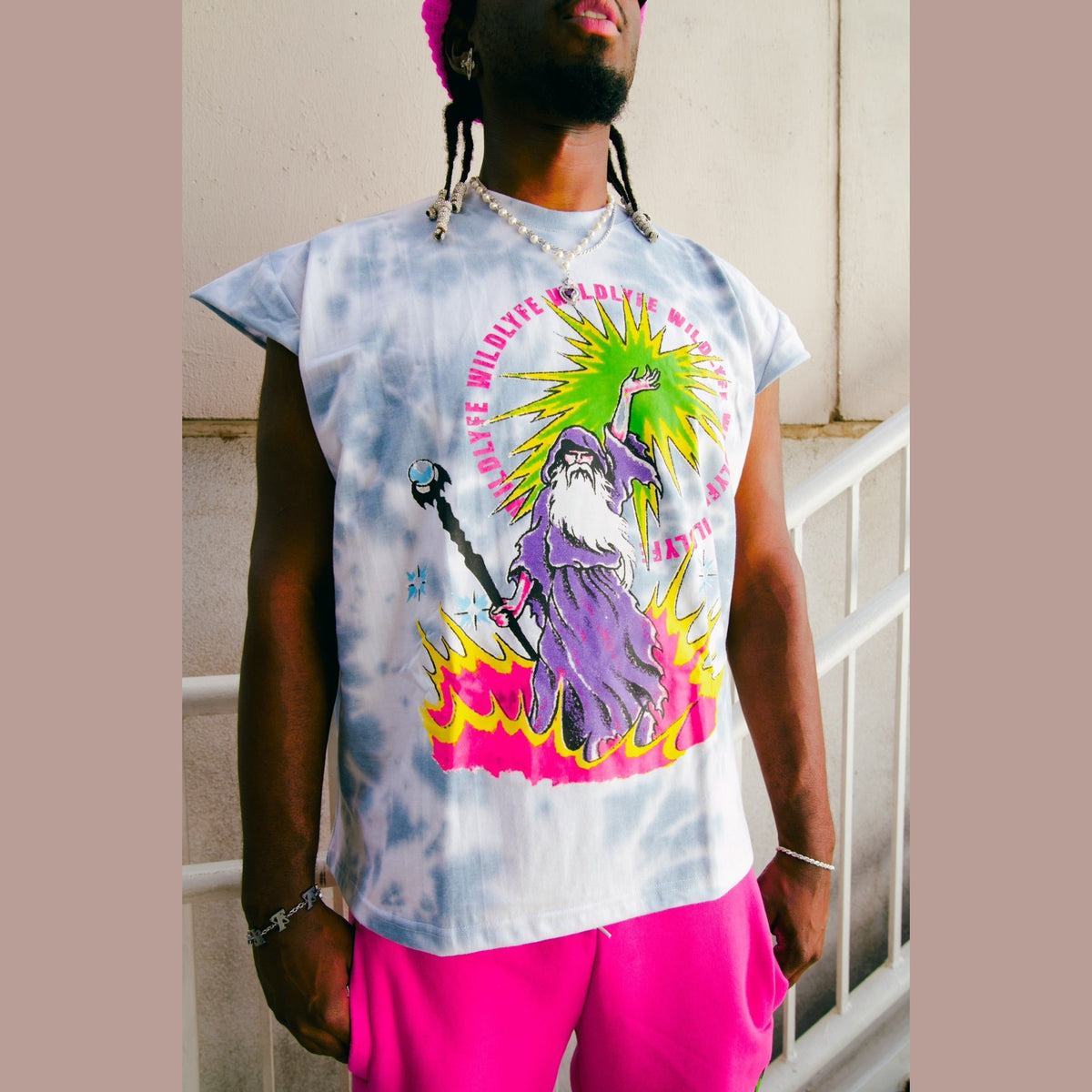 WILDLYFE WIZARD TIE-DIE SLEEVELESS TEE by WILDLYFE