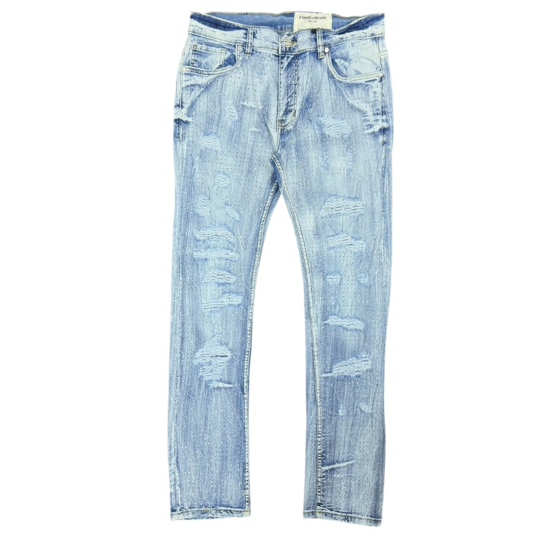 FWRD CRYSTALIZED DENIM-ICE BLUE by FWRD