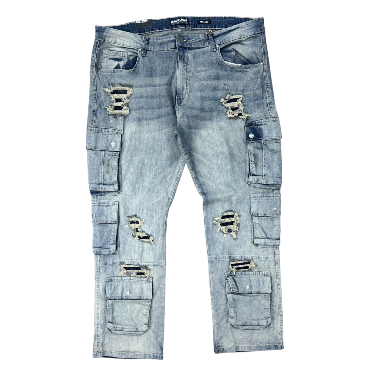 BLACK LIGHT DISTRESSED CARGO JEANS by Black Light