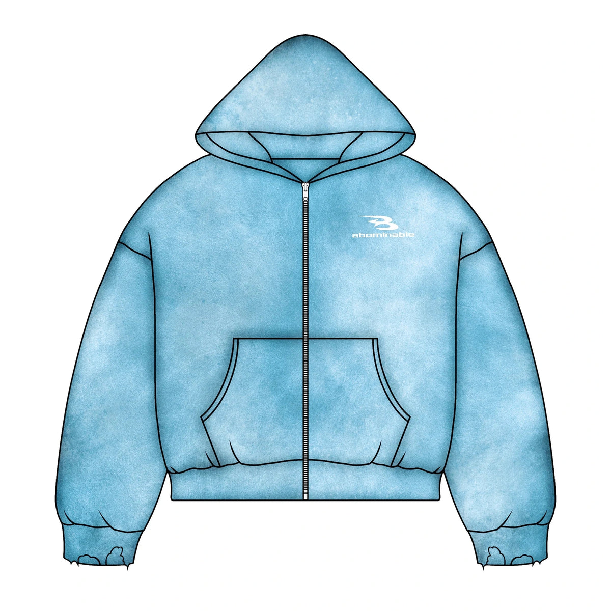 LUV ABOMINABLE WASHED ZIP HOODY by LUV ABOMINABLE
