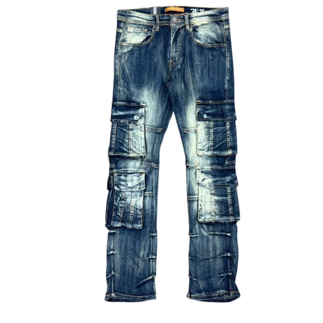 ARKETYPE CARGO FLARE DENIM-DARK VINTAGE by ARKETYPE