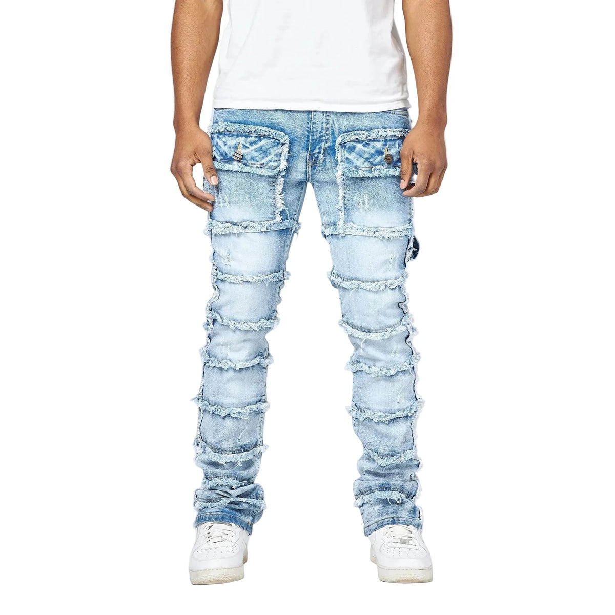 FWRD BIG MENS PATCHWORK TRUE STACKED DENIM JEANS by FWRD