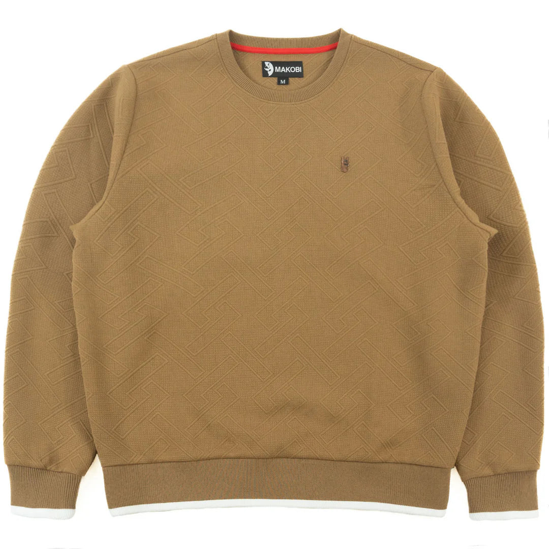 MAKOBI Beanchi Jacquard Crewneck-MOCHA by MAKOBI