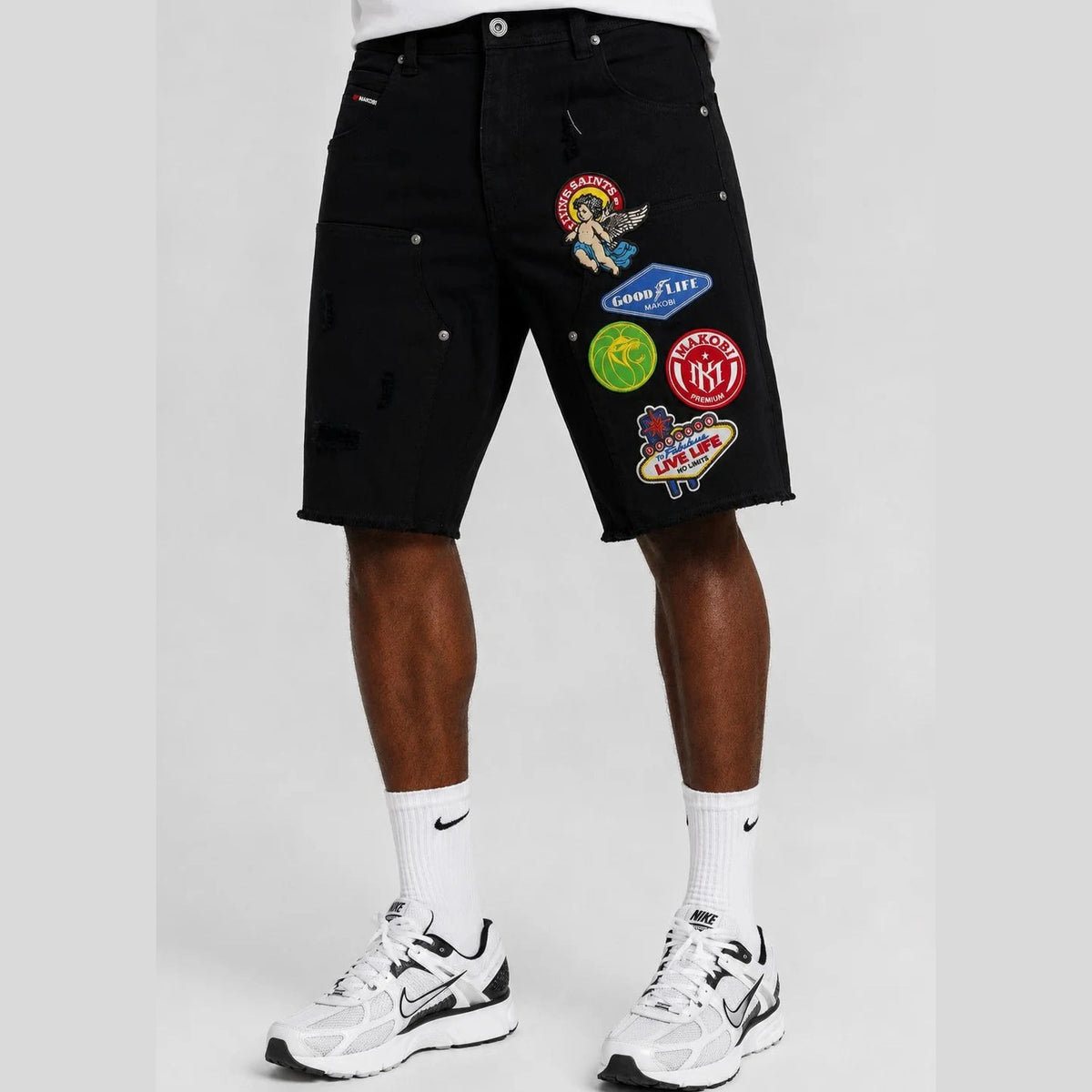 MONDO PATCH DENIM JORTS by MAKOBI