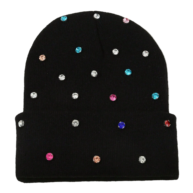 COLORED STONES BEANIE by Citywide Fashions