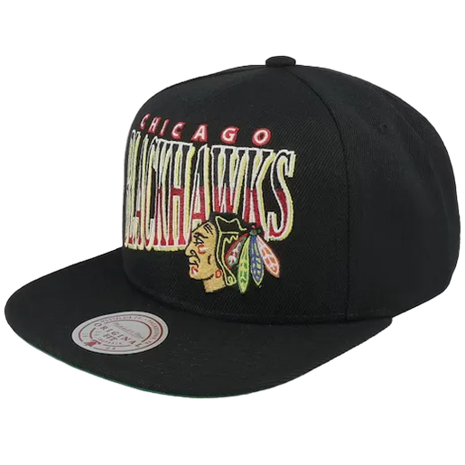 MITCHELL AND NESS LINE WORK BLACKHAWKS SNAPBACK by Mitchell and Ness