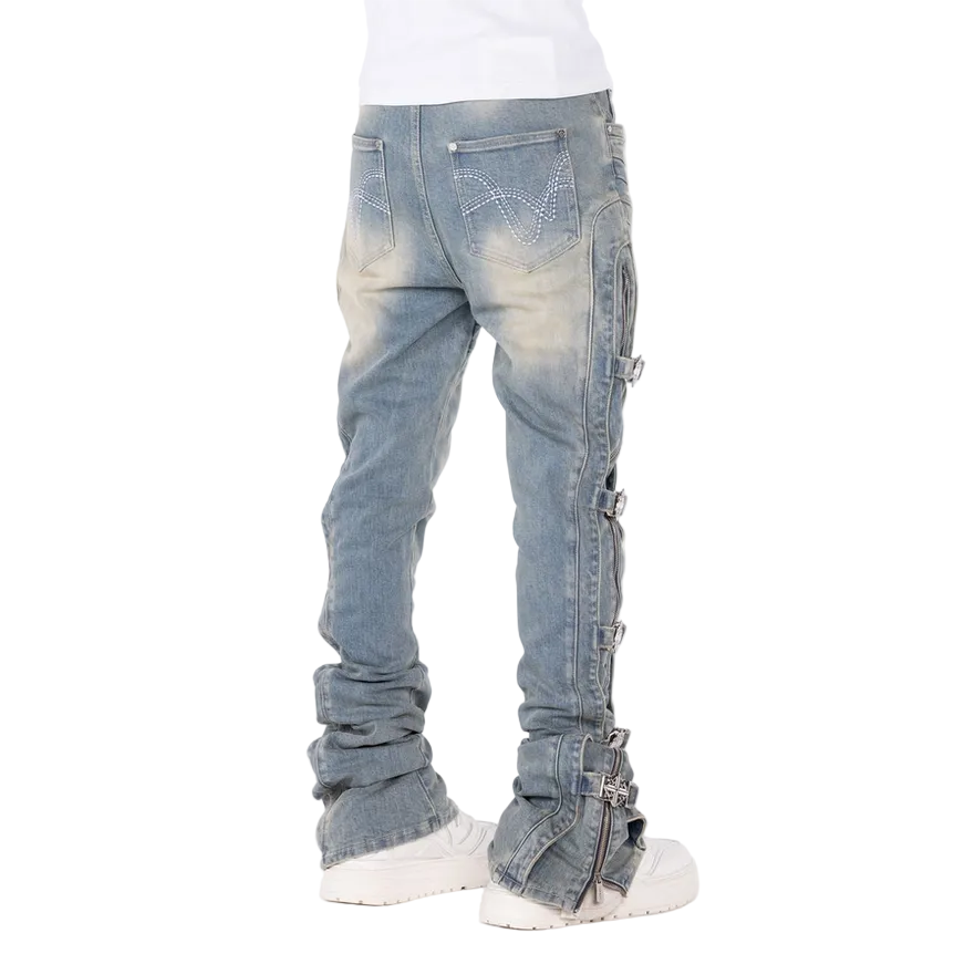 GUAPI Vintage Blue Cross Buckle Denim by GUAPI