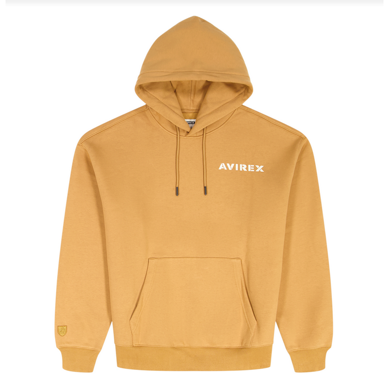 AVIREX STACKED LOGO HOODY-WHEAT by AVIREX