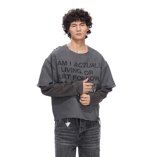 VALABASAS SCRIPTED LAYERED TEE GREY by VALABASAS