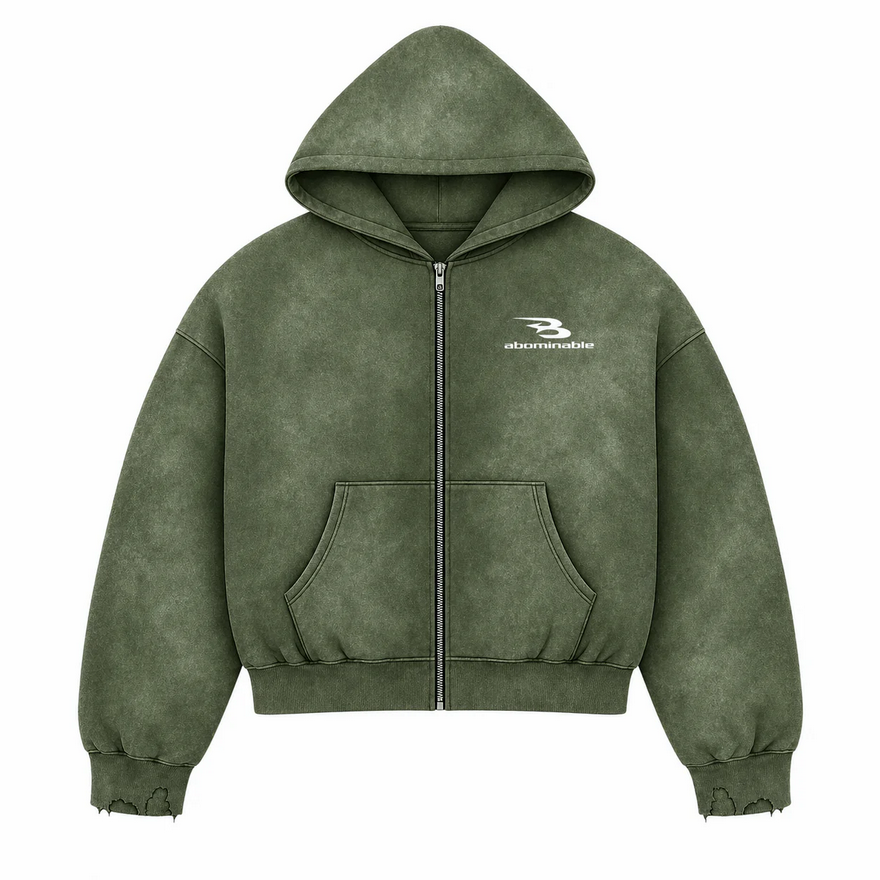 LUV ABOMINABLE WASHED ZIP HOODY by LUV ABOMINABLE