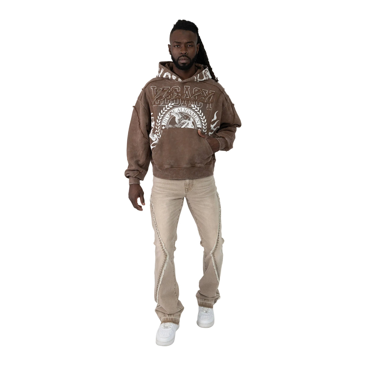 SMOKE RISE FLARE JEANS-CREAM by SMOKE RISE