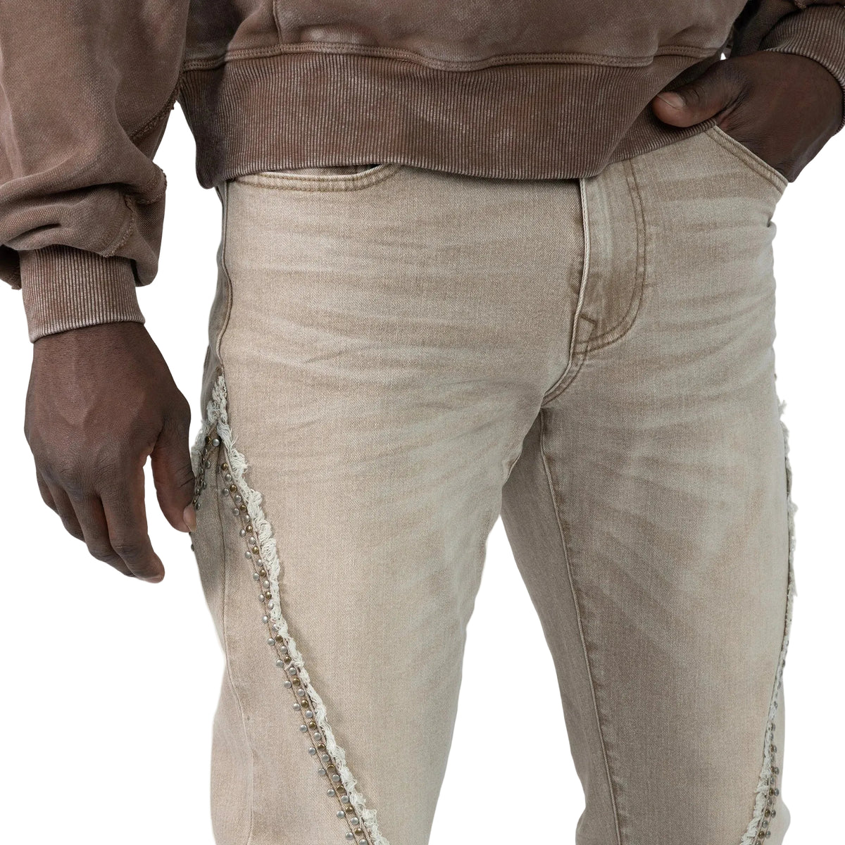 SMOKE RISE FLARE JEANS-CREAM by SMOKE RISE