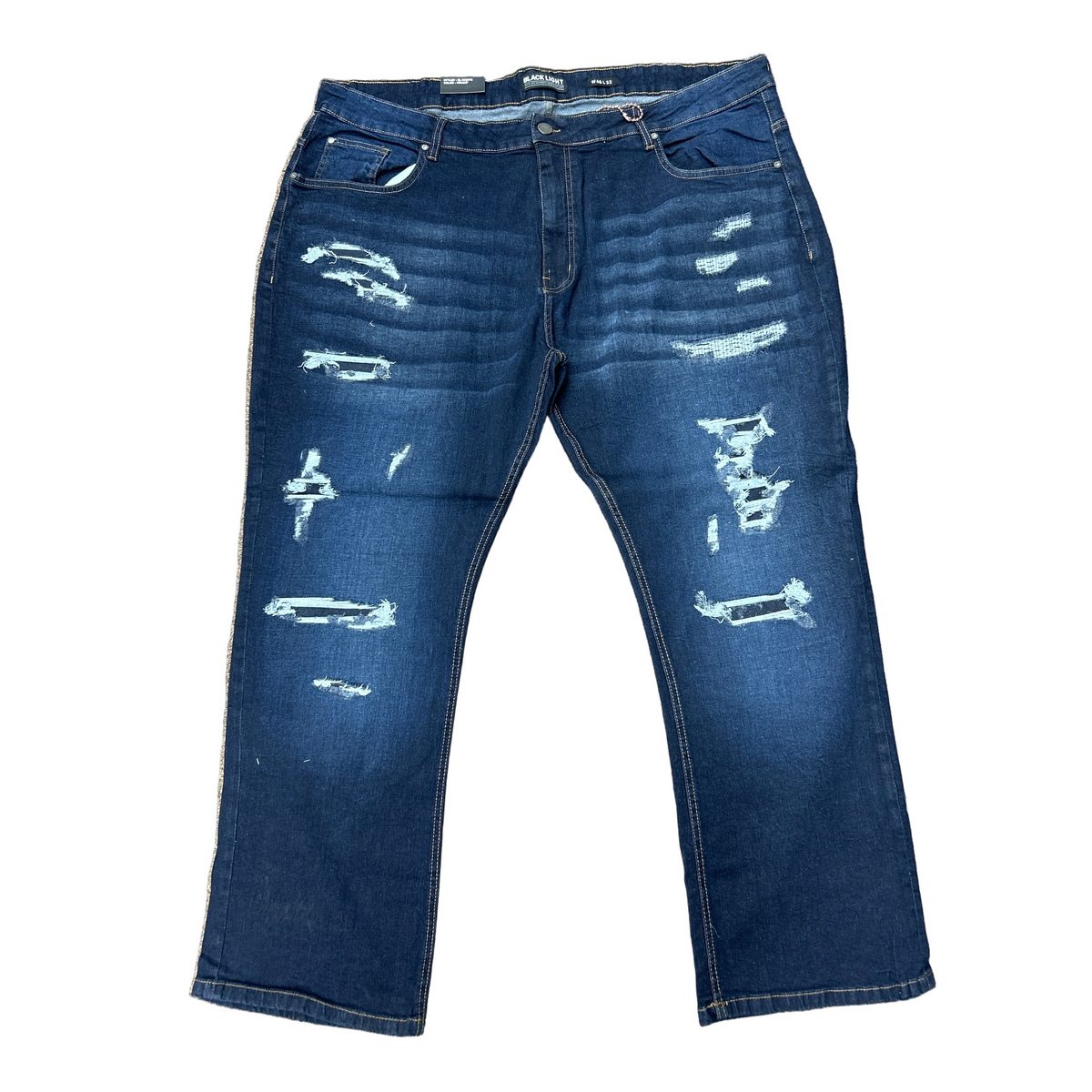 BLACK LIGHT PLAIN RIPPED DENIM by Black Light