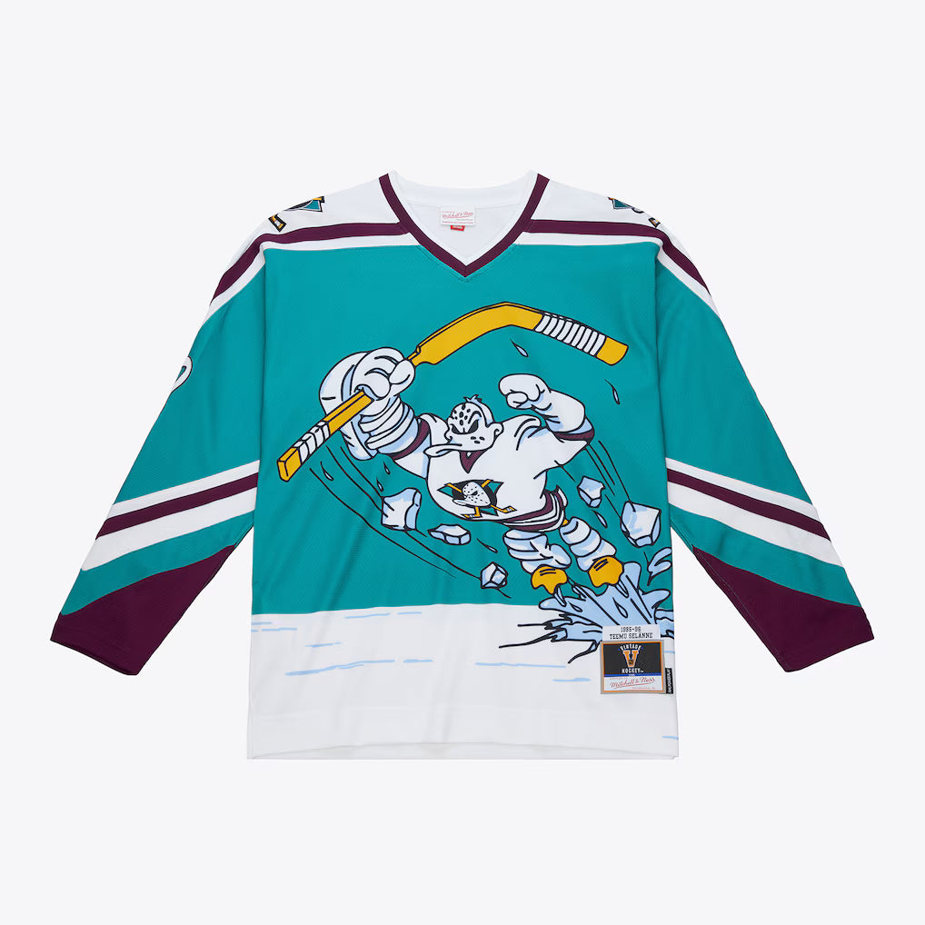 Mitchell and Ness Anaheim Ducks 1995-96 Teal Alternate Jersey by Mitchell and Ness
