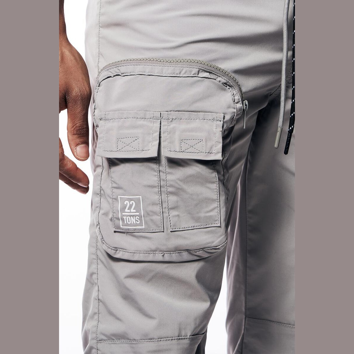 SMOKE RISE NYLON TRACKPANTS- LIGHT GRAY by Smoke Rise