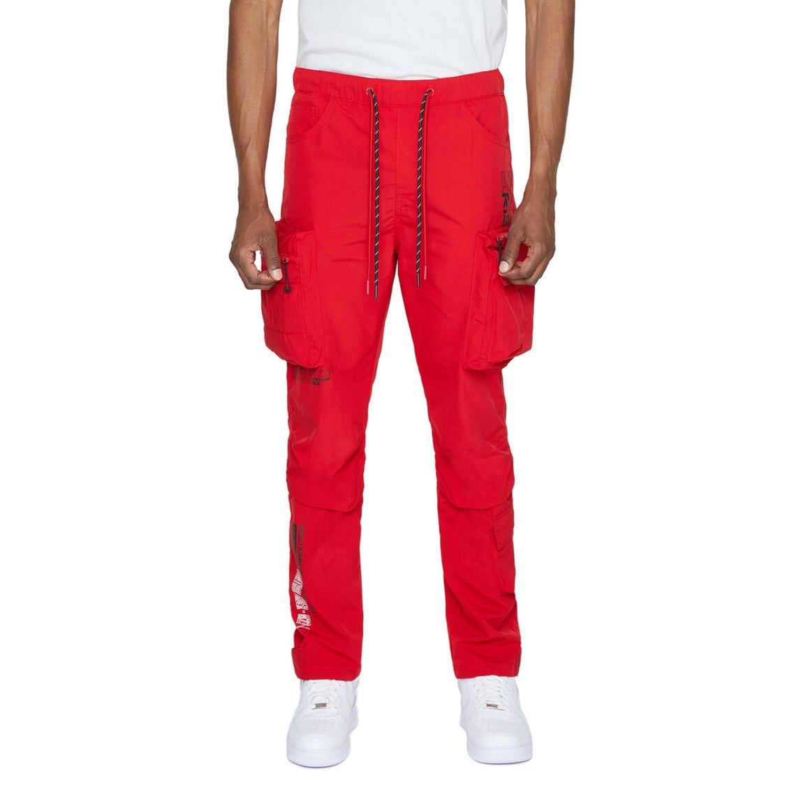 SMOKE RISE NYLON CARGO JOGGERS-RED