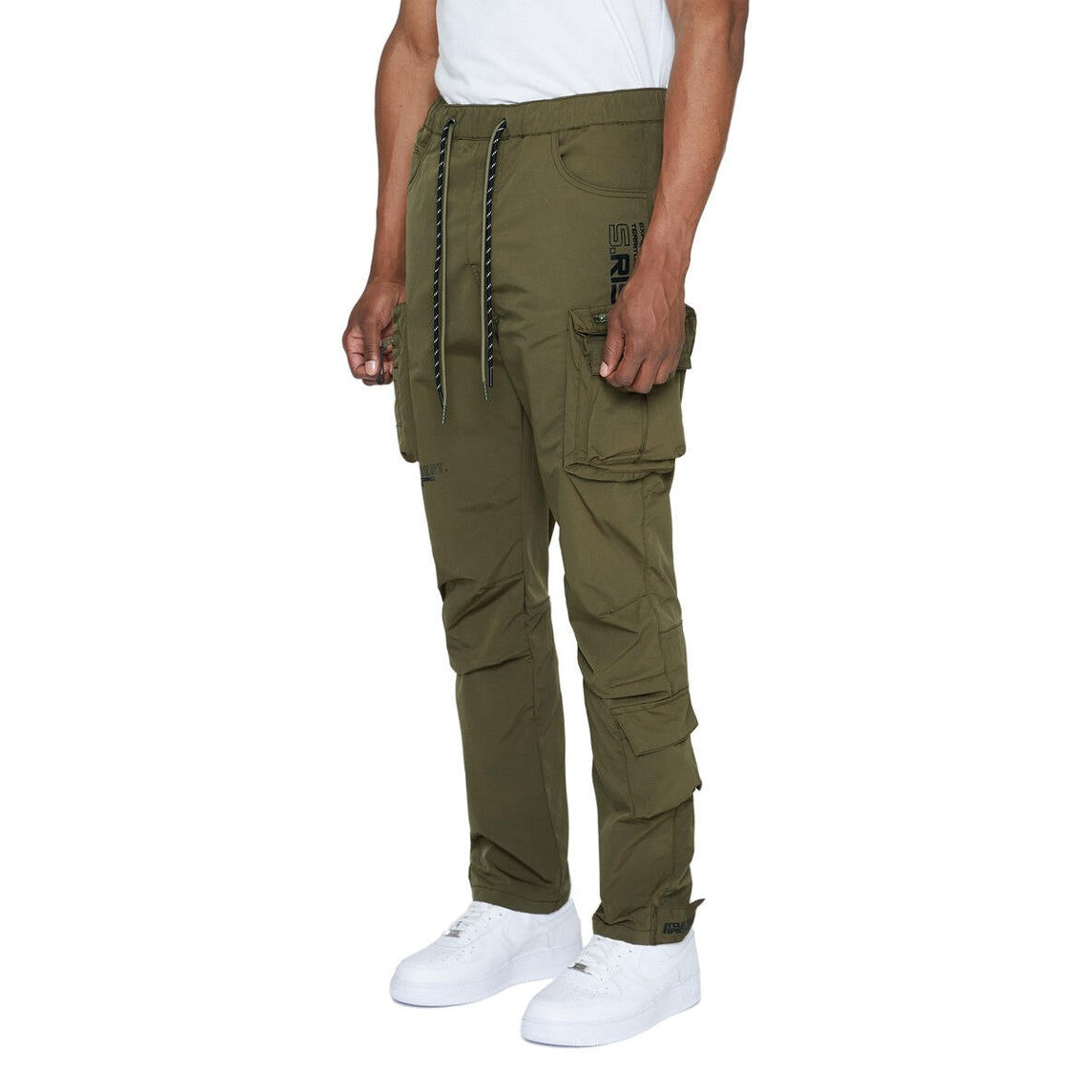 SMOKE RISE NYLON CARGO JOGGERS-OLIVE