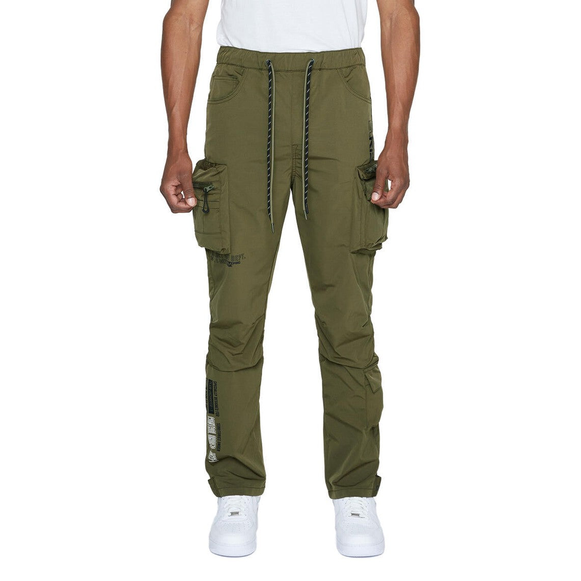 SMOKE RISE NYLON CARGO JOGGERS-OLIVE