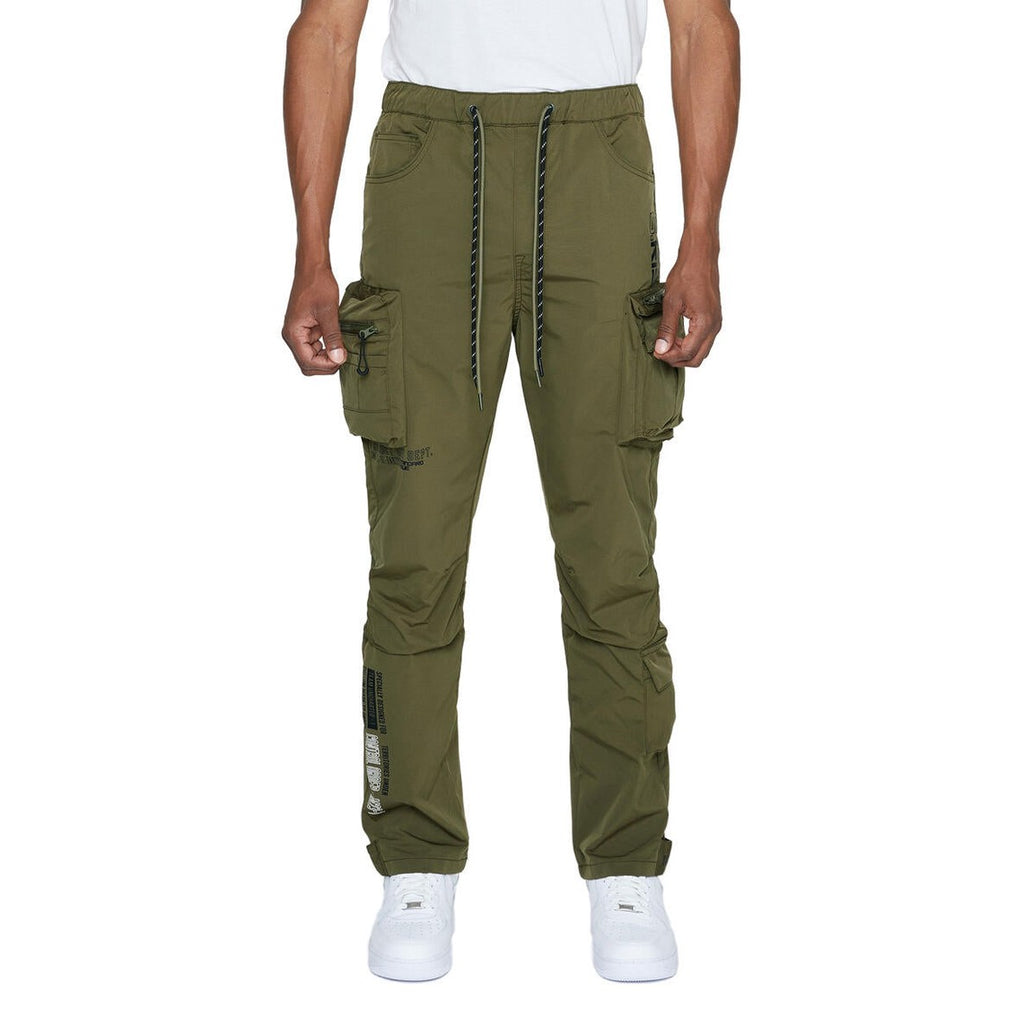 SMOKE RISE NYLON CARGO JOGGERS-OLIVE