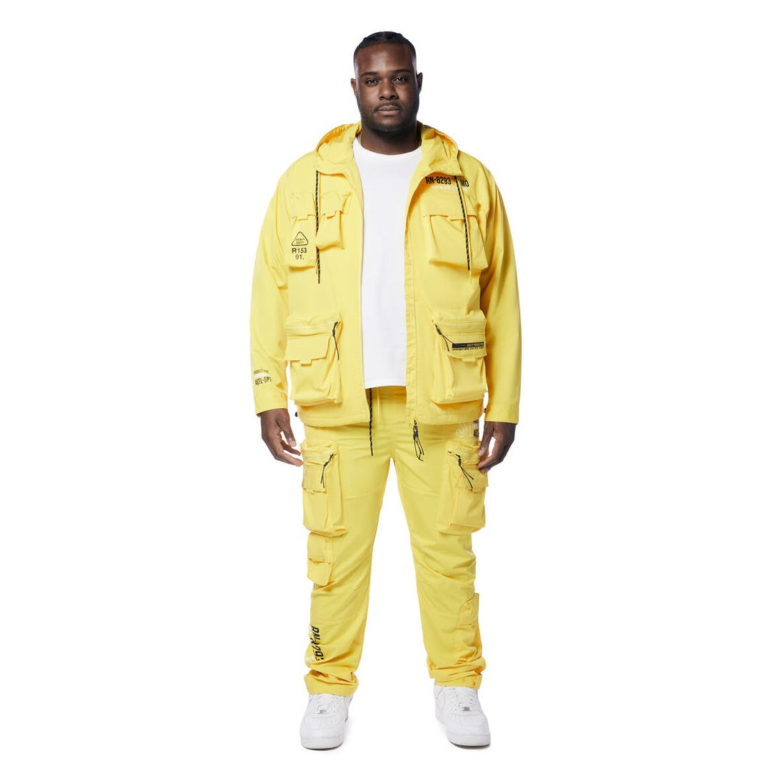 SMOKE RISE NYLON CARGO JOGGERS-YELLOW