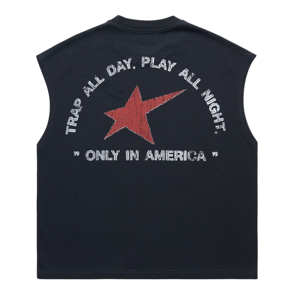 HOMME FEMME MUSCLE CUT OFF SHIRT-BLACK