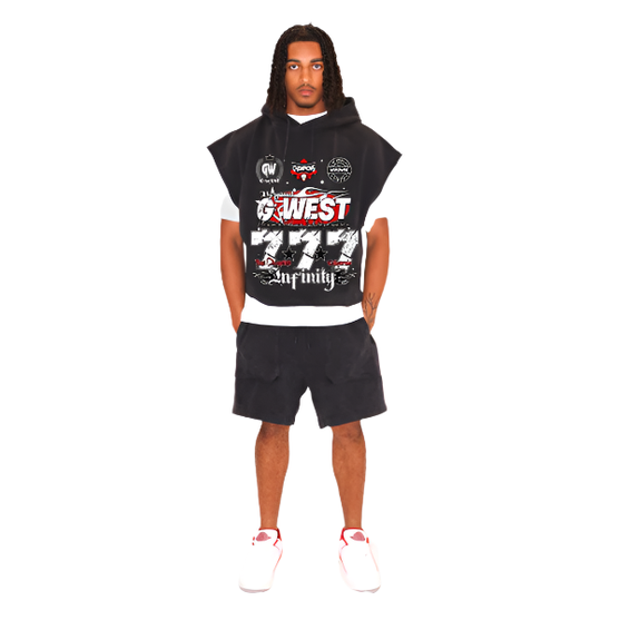 G WEST BEYOND SLEEVELESS CROP HOODIE