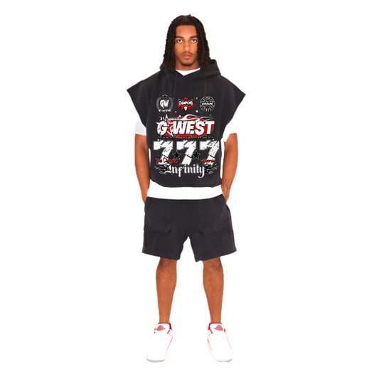 G WEST BEYOND SLEEVELESS CROP HOODIE by G-WEST