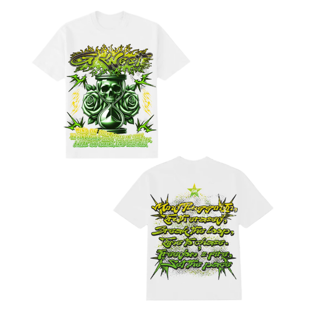 G WEST SWAYED TEE-WHITE/GREEN