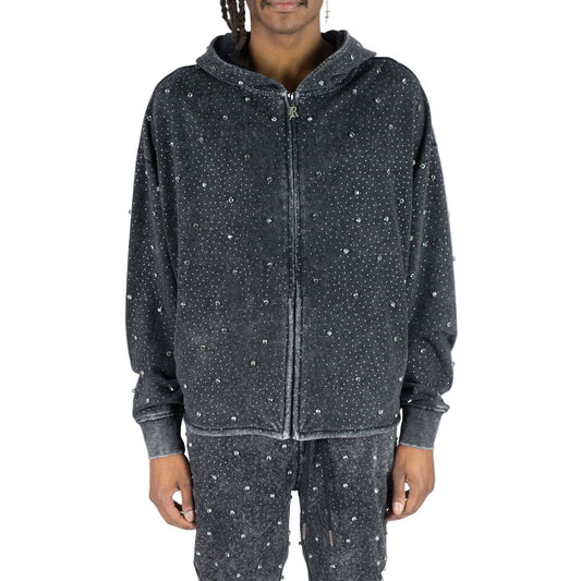 REBEL F.TERRY FULL-ZIP HOODIE TRANSPARENT STONES by Rebel Minds