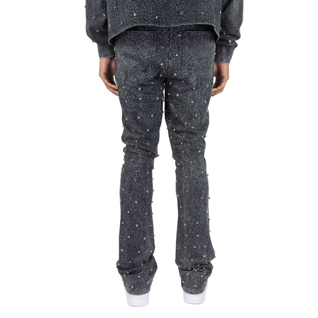 REBEL F.TERRY STACKED PANTS STONES