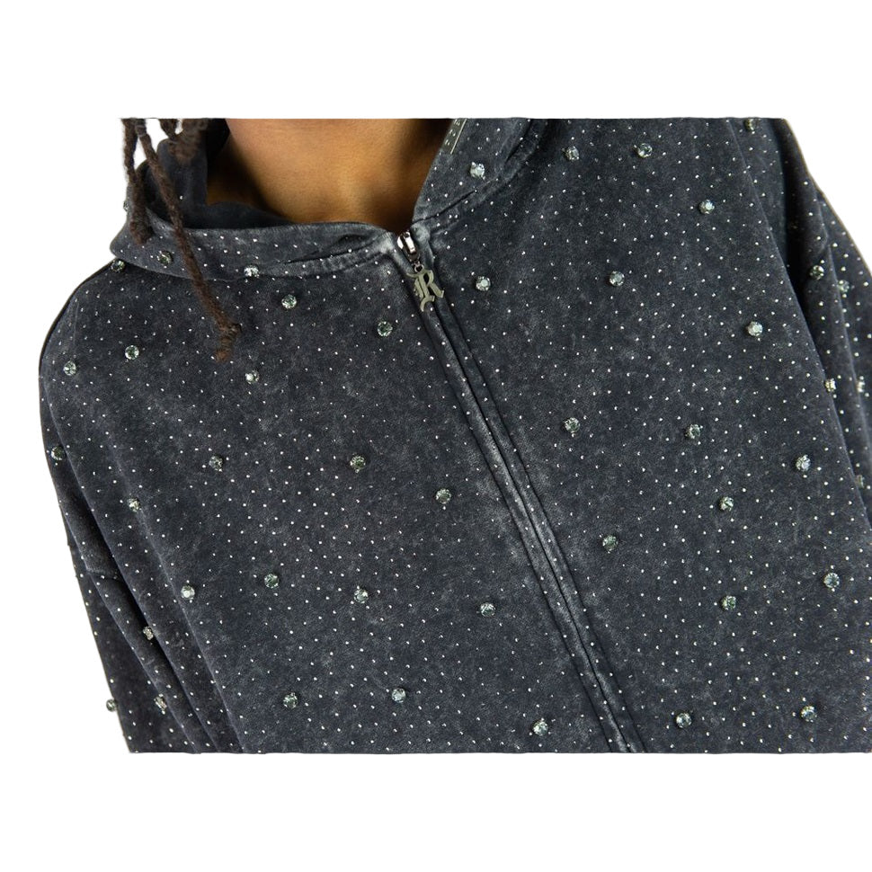 REBEL F.TERRY FULL-ZIP HOODIE TRANSPARENT STONES