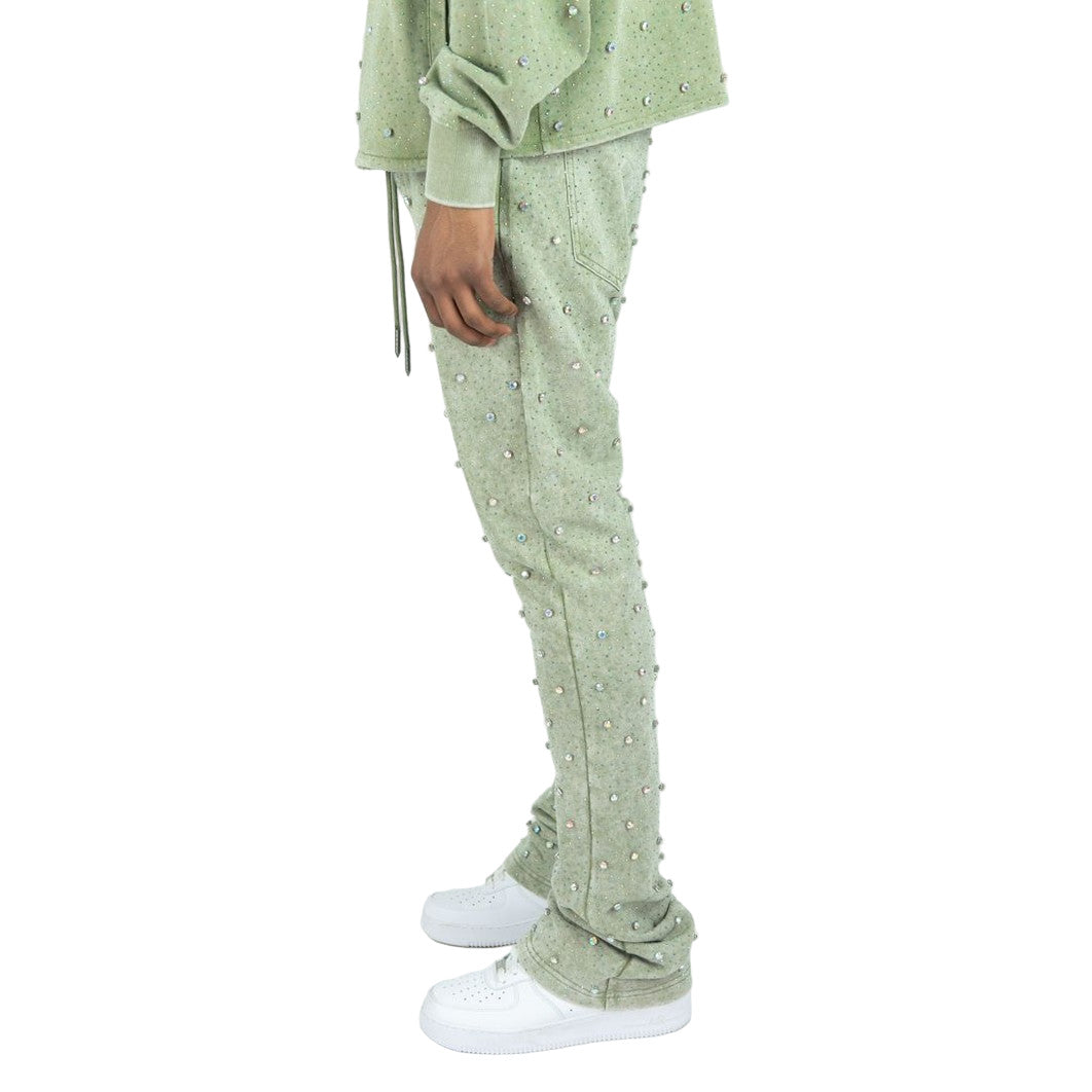 REBEL F.TERRY STACKED PANTS STONES