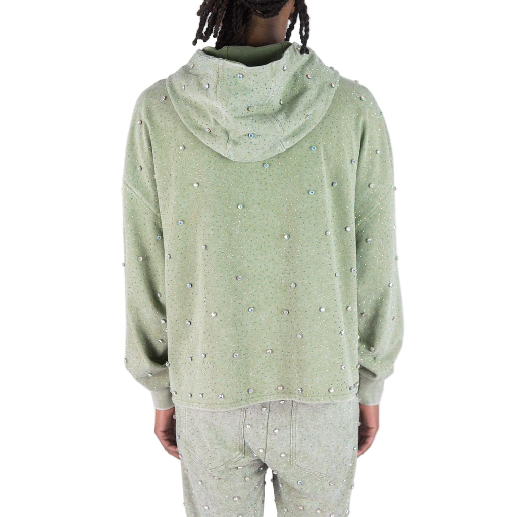 REBEL PULLOVER HOODIE GLOSS OLIVE GREEN STONES