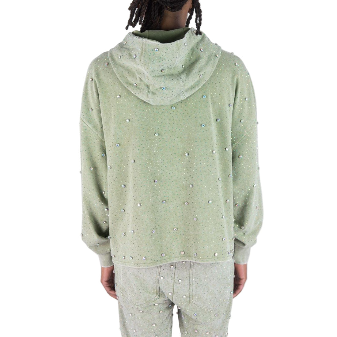 REBEL PULLOVER HOODIE GLOSS OLIVE GREEN STONES by Rebel Minds