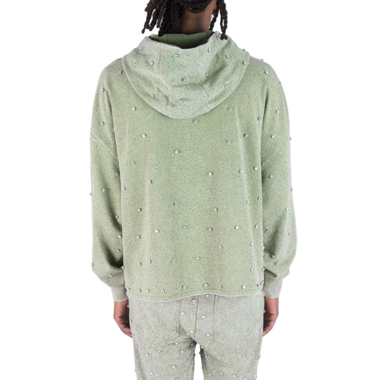 REBEL PULLOVER HOODIE GLOSS OLIVE GREEN STONES by Rebel Minds