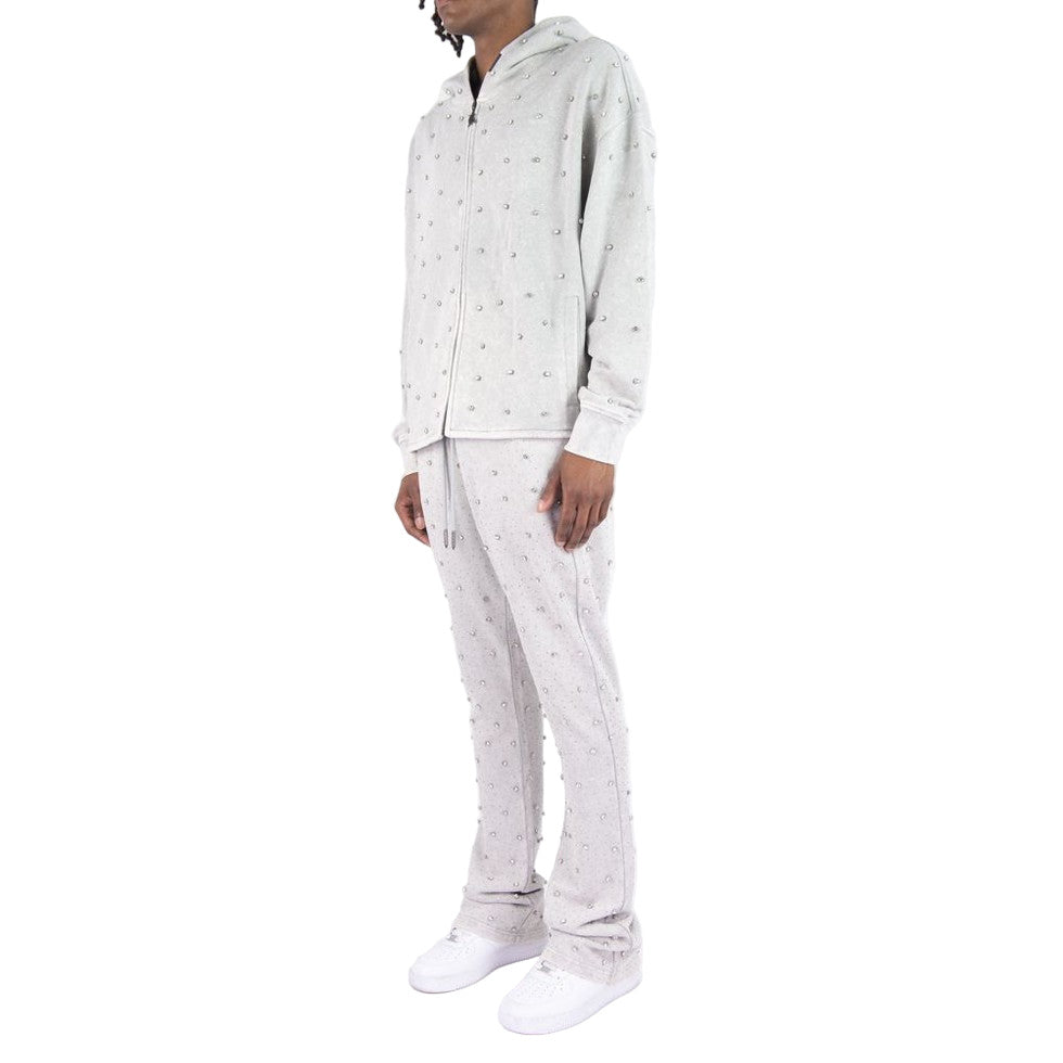 REBEL F.TERRY STACKED PANTS STONES