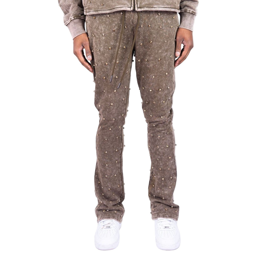 REBEL F.TERRY STACKED PANTS STONES