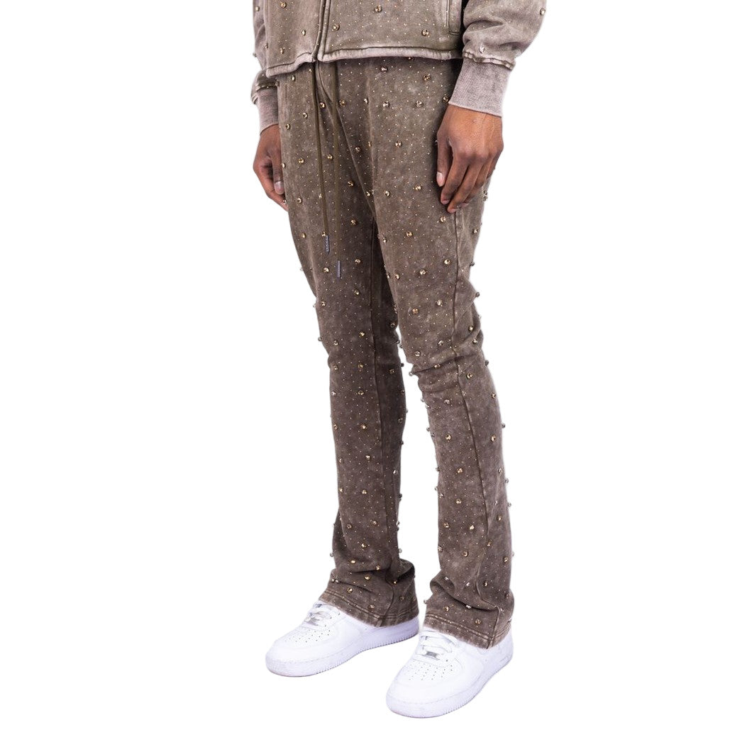 REBEL F.TERRY STACKED PANTS STONES