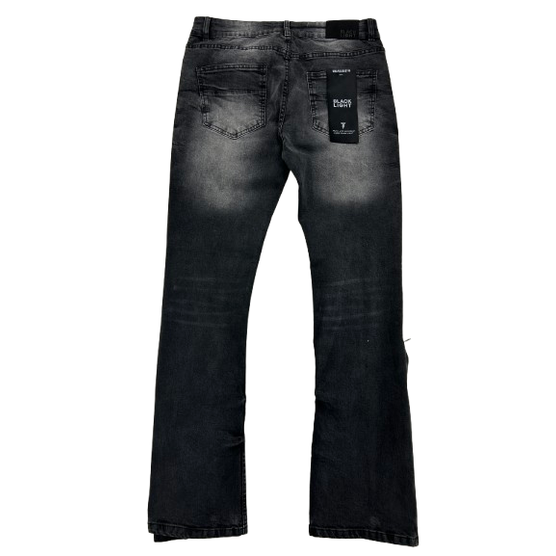 BLACK LIGHT BIG AND TALL MEN'S PATCHWORK STUD FLARE FIT JEANS