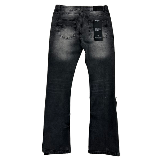 BLACK LIGHT BIG AND TALL MEN'S PATCHWORK STUD FLARE FIT JEANS by Black Light