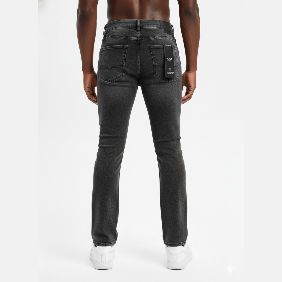 BLACK LIGHT BIG AND TALL MEN'S PATCHWORK STUD FLARE FIT JEANS